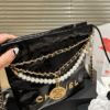 Chanel 22 Mini Drawstring Bucket Bag Black Pearl 7.9 Inches