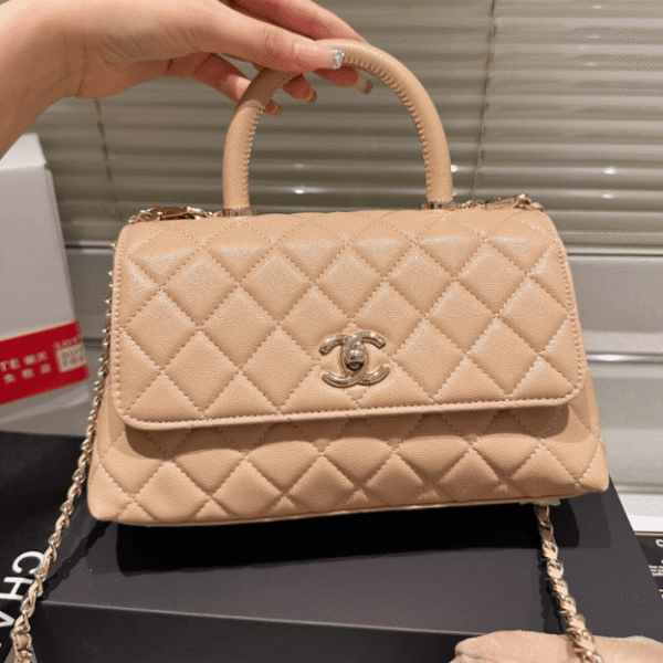 Chanel Coco Handle Flap Bag Nude 9.1 Inches