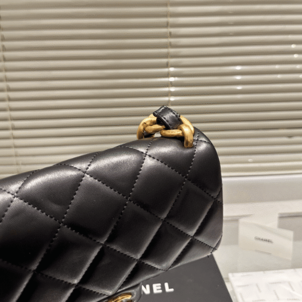 Chanel Flap Square Bag Black 7.9 Inches