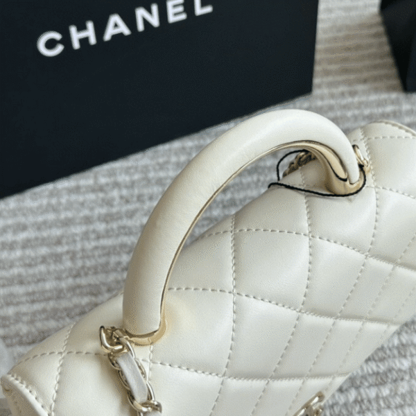 Chanel Flap Bag Top Handle Woc Off-White 7.9 Inches