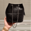 Chanel Drawstring Bucket Bag Black 7.9 Inches