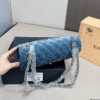 Chanel Velvet Classic Flap Bag Blue 9.8 Inches