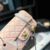 4-309 Chanel Mini Square Flap Bag With Gold Ball Light Pink 7.9 Inches