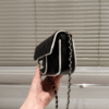 Chanel Flap Bag Black With White Piping 7.1 Inches