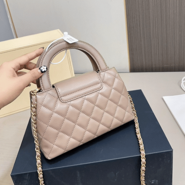 Chanel Mini Top Handle Flap Bag Nude/Beige 7.9 Inches
