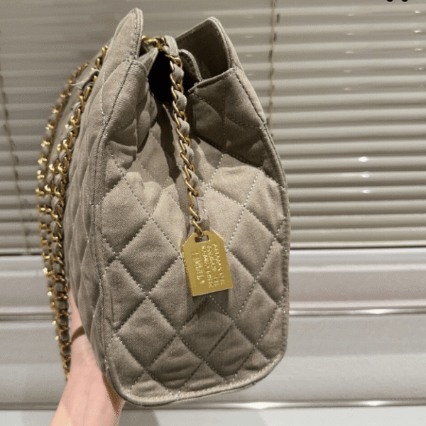 Chanel Vintage Style Shopping Bag Khaki 13.8 Inches