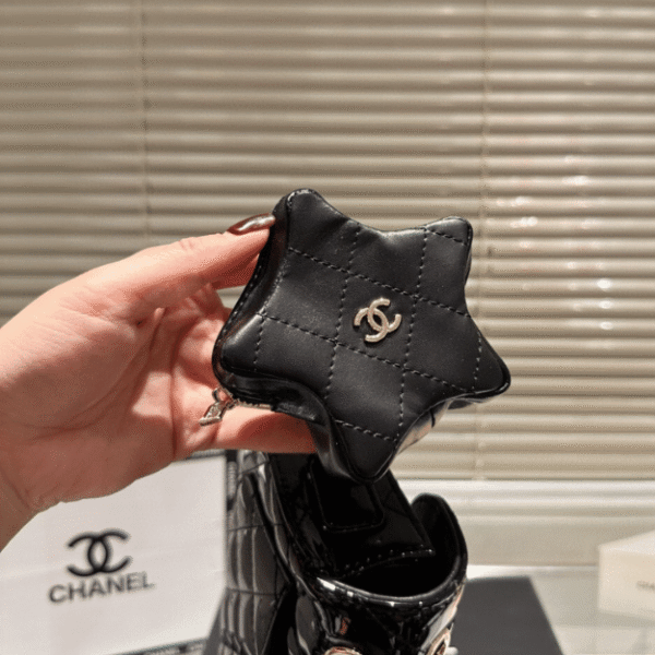 4-334 Chanel 24C Mini Flap Bag Metallic Black 7.5 Inches