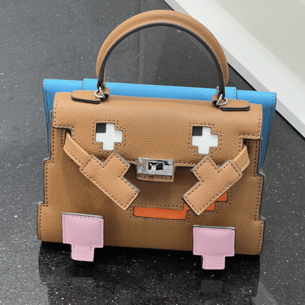 4-386 Hermès Kelly Pixel Bag Tan/Multi-Color 7.9 Inches