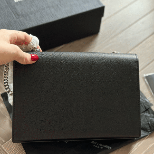 Saint Laurent Kate Bag Black Pebbled 7.9 Inches