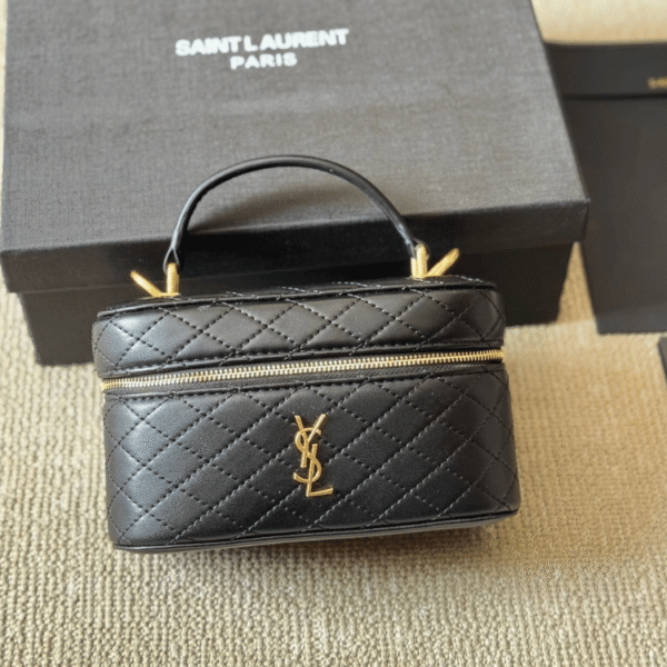 Saint Laurent Quilted Mini Vanity Bag Black 7.1 Inches 7667311El071000