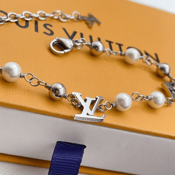 Louis Vuitton Monogram Pearl Charm Bracelet Silver-Tone