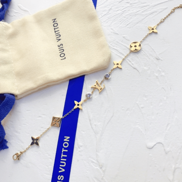 Louis Vuitton Monogram Flower Charm Bracelet Gold-Tone