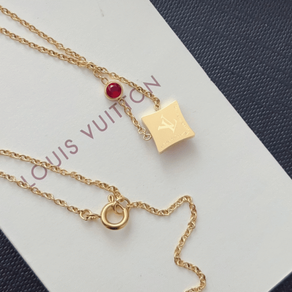 Louis Vuitton Monogram Flower Pendant Necklace Gold-Tone