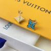Louis Vuitton Monogram Flower Tile Stud Earring Gold-Tone Q16641