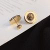 Hermès Heritage Equestre Logo H Stud Earrings Gold-Tone