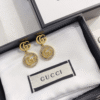 Gucci Interlocking G Drop Earrings With Rhinestones Gold-Tone