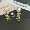 Yves Saint Laurent Cassandre Logo And Pearl Double Earrings Gold-Tone