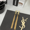 Yves Saint Laurent Cassandre Logo Tassel Earrings Gold-Tone