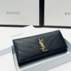 Saint Laurent Envelope Long Wallet Black Grain De Poudre 7.5 Inches