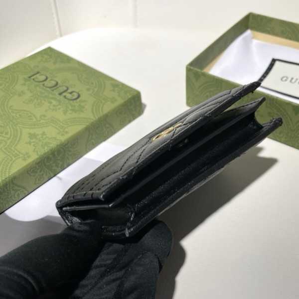 Gucci Gg Marmont Card Case Wallet Black 4.5 Inches