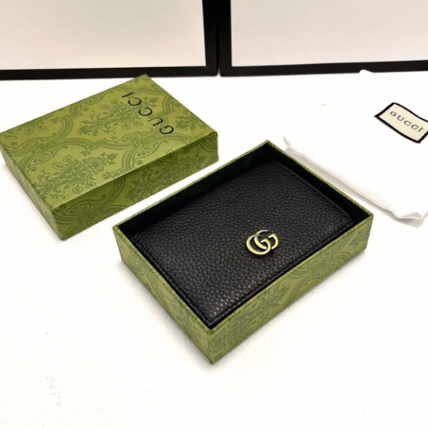 ‎Gucci Gg Marmont Card Case Wallet Black 4.3 Inches 456126 Cao0G 1000