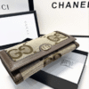 4-516 Gucci Jumbo Gg Monogram Flap Wallet Brown 7.5 Inches