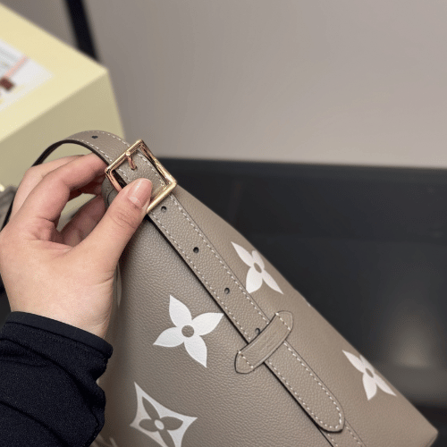 Louis Vuitton Carryall PM Bicolor Monogram Empreinte Tourterelle Beige 11.6 Inches