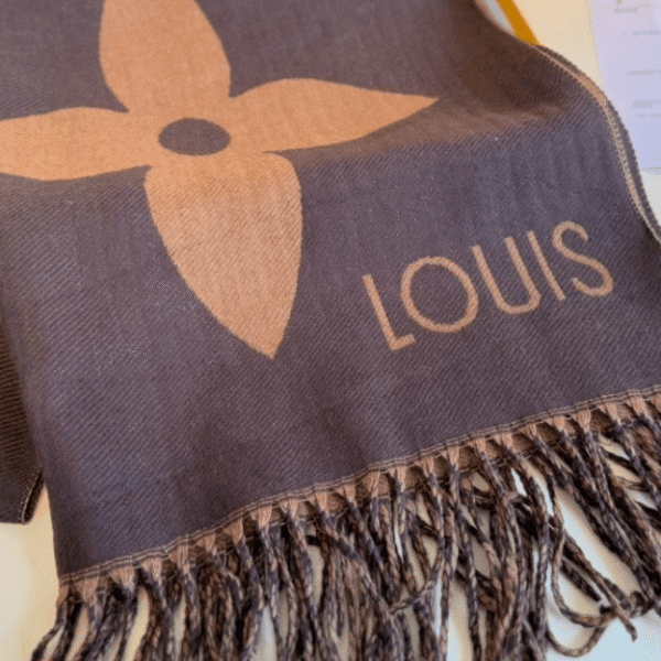Louis Vuitton Monogram Shine Scarf Brown/Beige 74.8 Inches