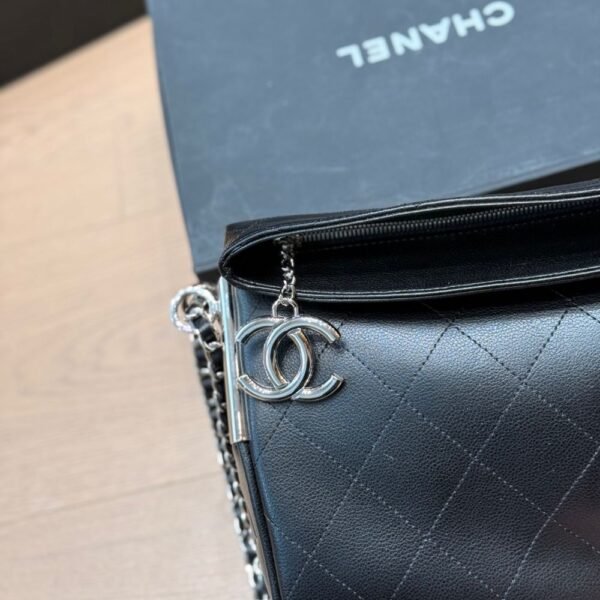 Chanel Ultimate Soft Hobo Bag Silver Hardware Black 15 Inches