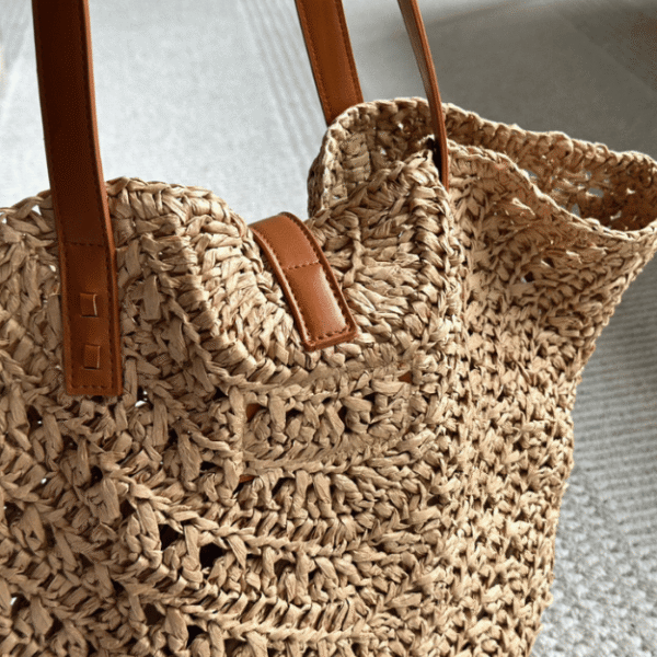 Saint Laurent Panier Large Raffia Tote Bag 15 Inches