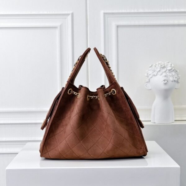 Chanel 25 Small Handbag Gold Tone Metal Brown 9.8 Inches