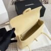 4-63 Chanel Small Flap Bag Grained Shiny And Gold Tone Light Yellow 8.7 Inches