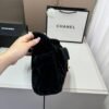 4-64 Chanel Large Bowling Bag Velvet Effect Nylon Gold Tone Black 10.6 Inches AS5054 B21379 94305