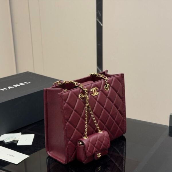 Chanel Small Shopping Bag Gold Tone Burgundy 12.2 Inches AS4940 B17067 NY570