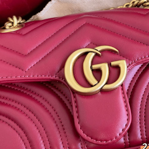 Gucci Gg Marmont Small Matelassé Shoulder Bag Burgundy 8.7 Inches