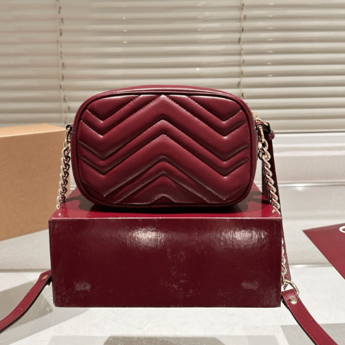 Gucci Gg Marmont Small Camera Bag Burgundy 9.4 Inches
