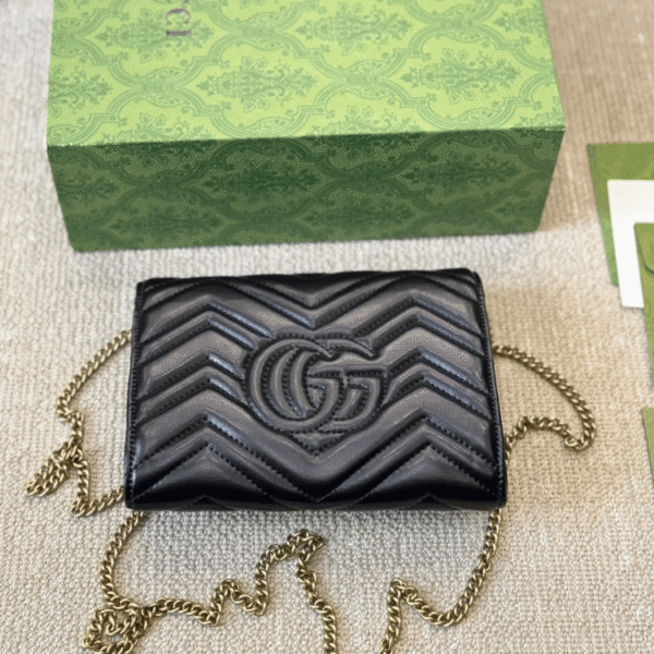 Gucci Gg Marmont Woc Chain Shoulder Bag Black 7.9 Inches