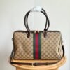 Gucci Borsetto Large Boston Bag GG Canvas Sand And Brown 15.2 Inches 866734 FAFV9 9653