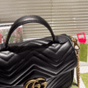 Gucci Gg Marmont Top Handle Chain Shoulder Bag Black 10.6 Inches