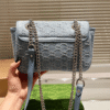 Gucci Gg Marmont Denim Chain Shoulder Bag Blue 8.7 Inches