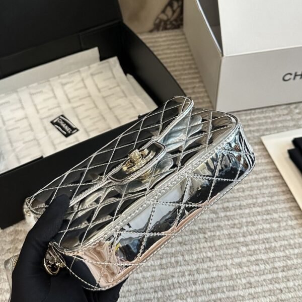 4-95 Chanel Mini Flap Bag Star Coin Purse Silver 9.4 Inches AS4648 B14873 Nt666