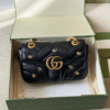 Gucci Gg Marmont Studded Matelessé Shoulder Bag Black 8.7 Inches