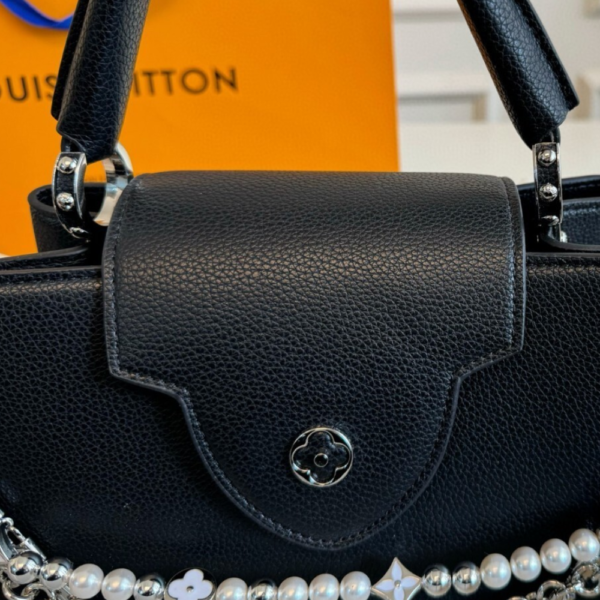 Louis Vuitton Capucines BB With Pearl And Chain Black 10.6 Inches