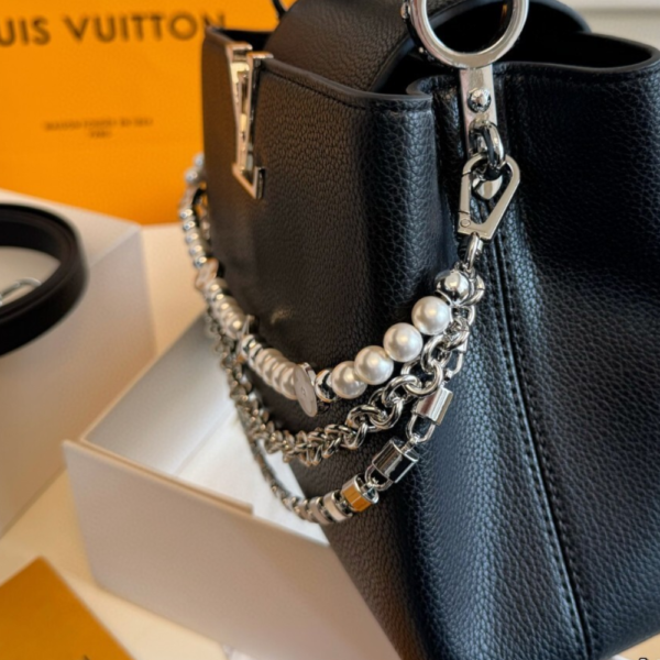 Louis Vuitton Capucines BB With Pearl And Chain Black 10.6 Inches