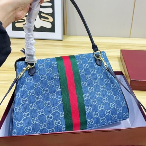 Gucci Paparazzo Medium Top Handle Bag Blue Denim 12.6 Inches