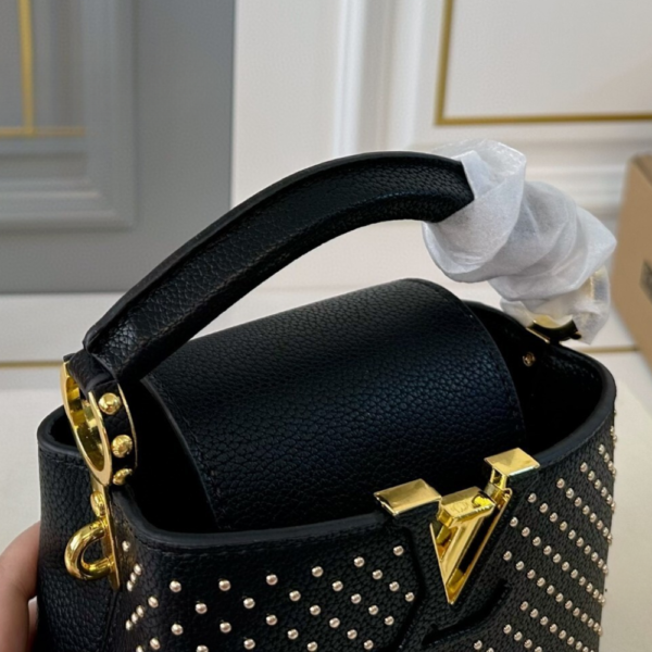 Louis Vuitton Capucines Mini With Studs Black 7.9 Inches