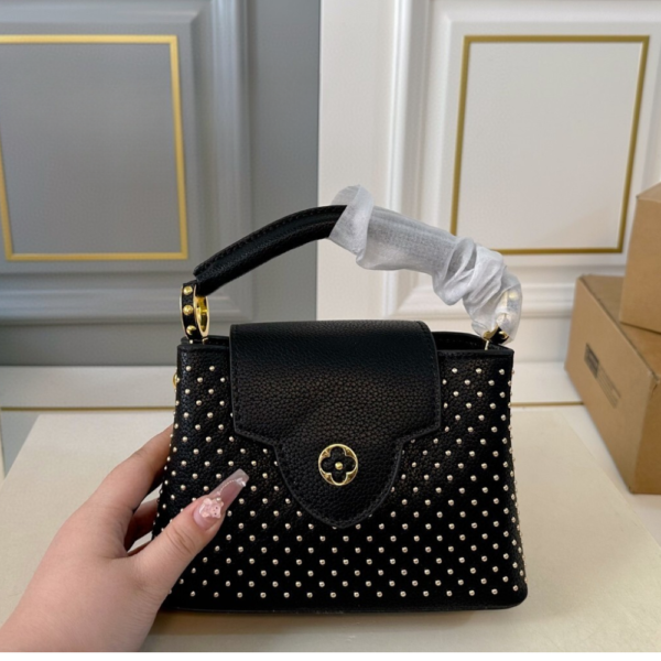 Louis Vuitton Capucines Mini With Studs Black 7.9 Inches