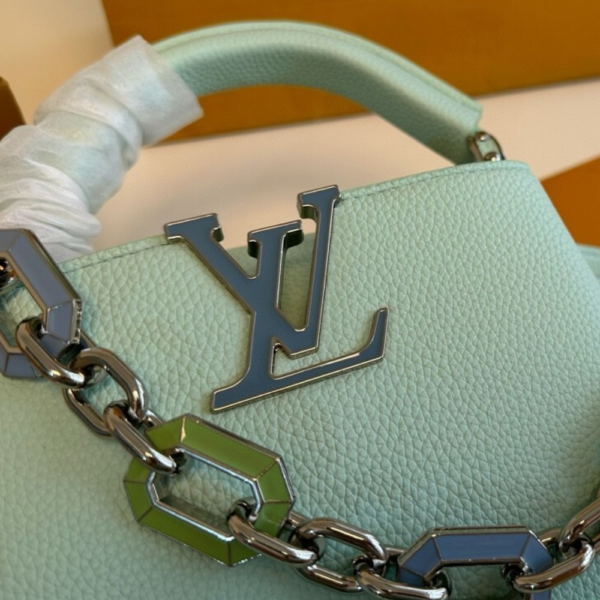 Louis Vuitton Capucines Mini With Chain Blue 7.9 Inches