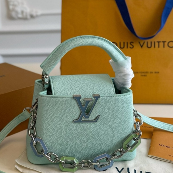 Louis Vuitton Capucines Mini With Chain Blue 7.9 Inches