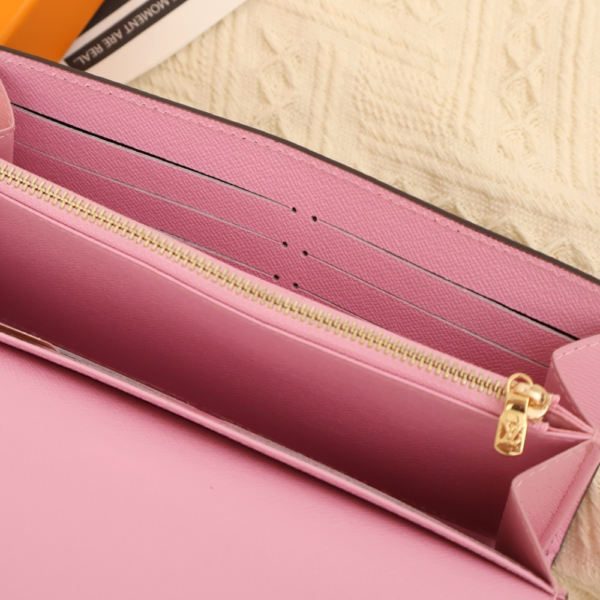 Louis Vuitton Sarah Wallet Damier Ebene Pink 7.5 Inches N40722
